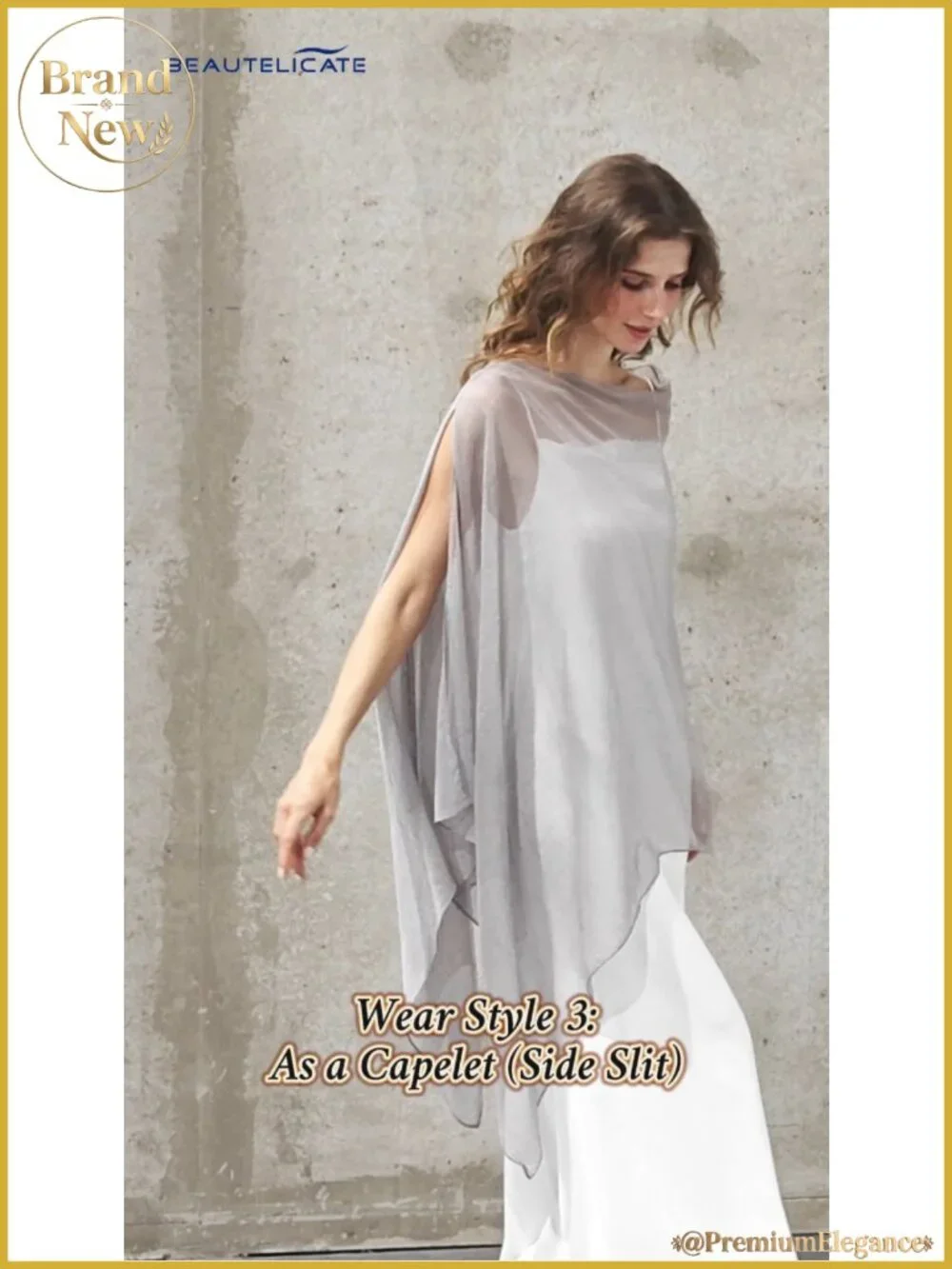 Sheer Bridal Shawl Wrap Wedding Dress Multi-Way Capelet Scarf Polyester